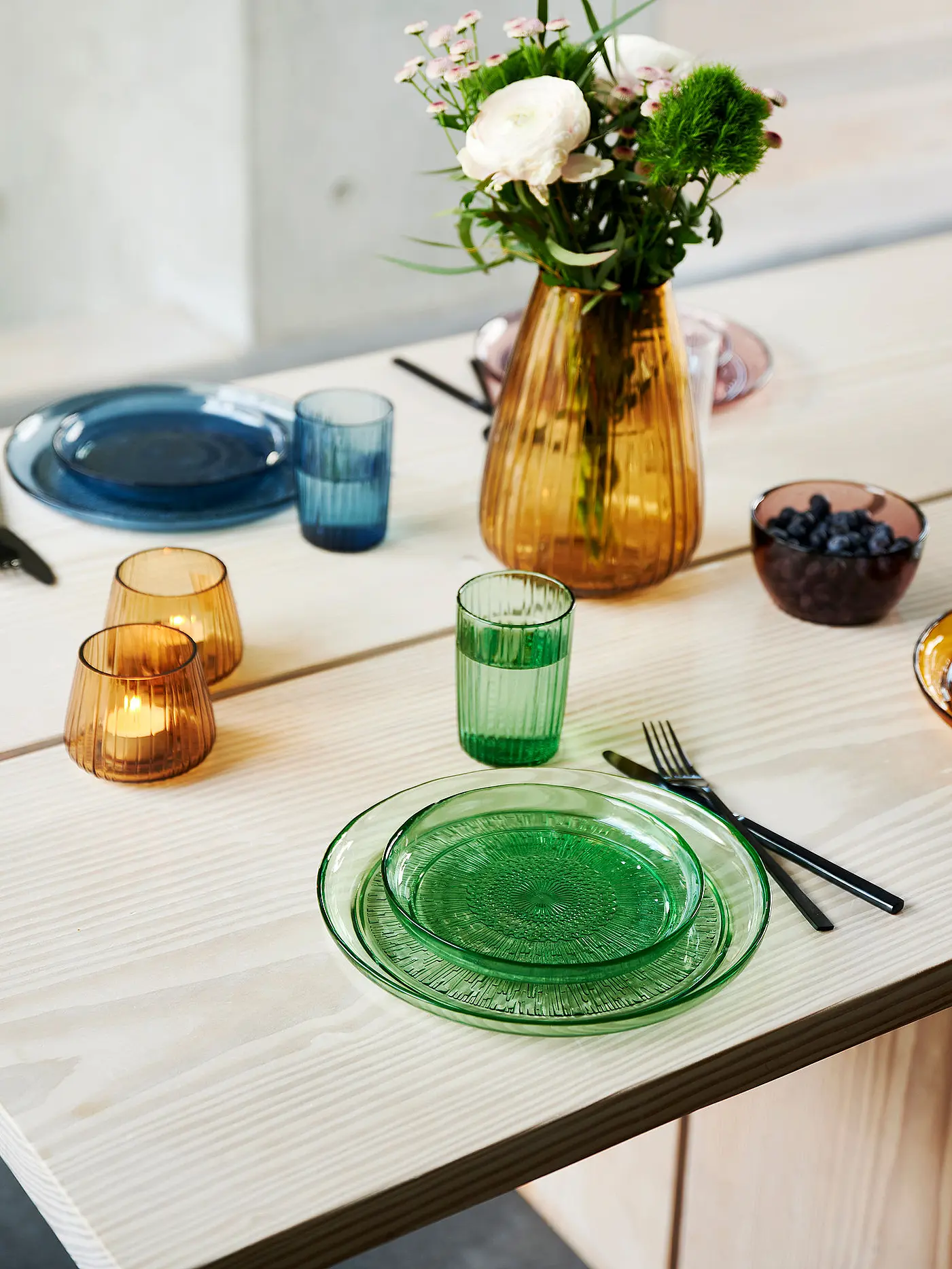 BITZ | Glasteller KUSINTHA 18cm Blau | hellgrün